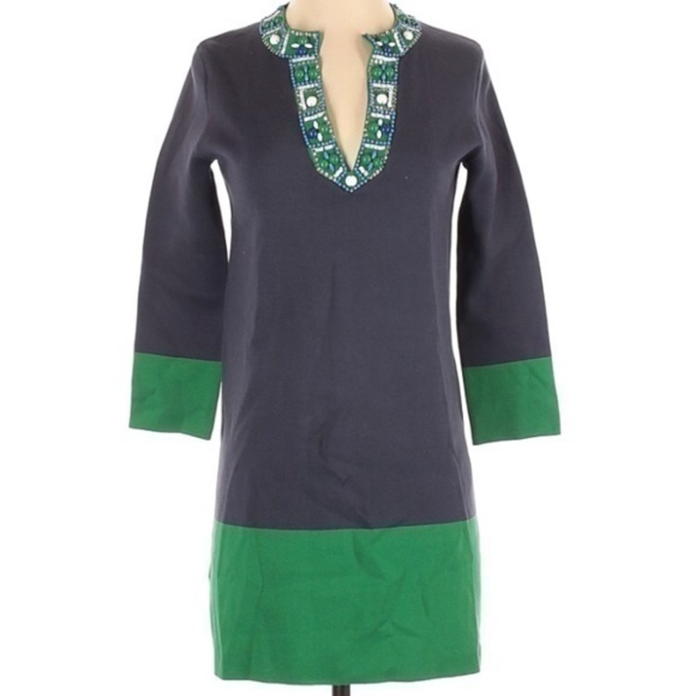 Bcbgmaxazria Tory beaded silk knit Tunic d…